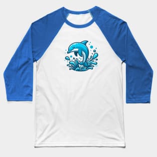 Jumping dolphin and water splashes Baseball T-Shirt